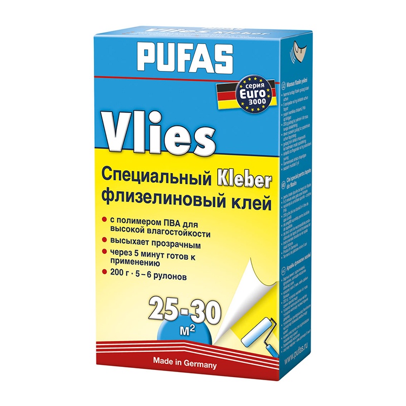 Клей для обоев флизелиновый Pufas Euro 3000 Vlies Kleber (0,2 кг)